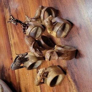 Wood carved napkin rings